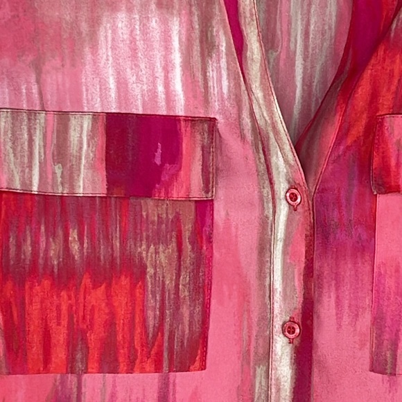 Calvin Klein Pink & Gold Brush Stroke Blouse - Picture 3 of 7